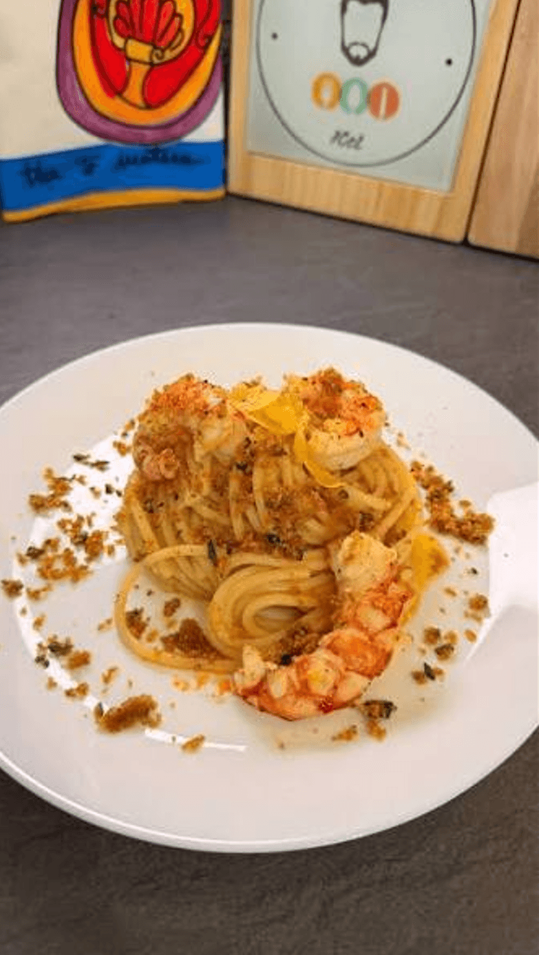Spaghetto Gambero Rosso Pecorino e Lime